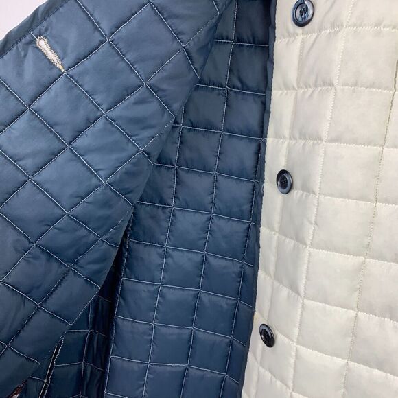 Vintage White Bear of St Paul Minnesota Navy Quilted Button Puffer Coat Medium - Picture 5 of 5